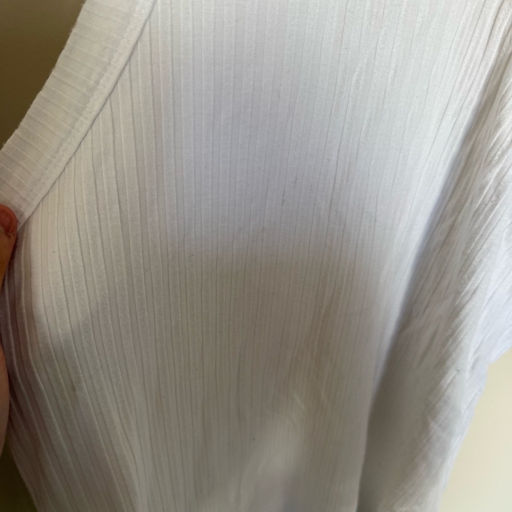 FLAWED White Ribbed FP Movement Blissed Out Full Length Tank Top Sz M Casual Gym - Picture 6 of 11